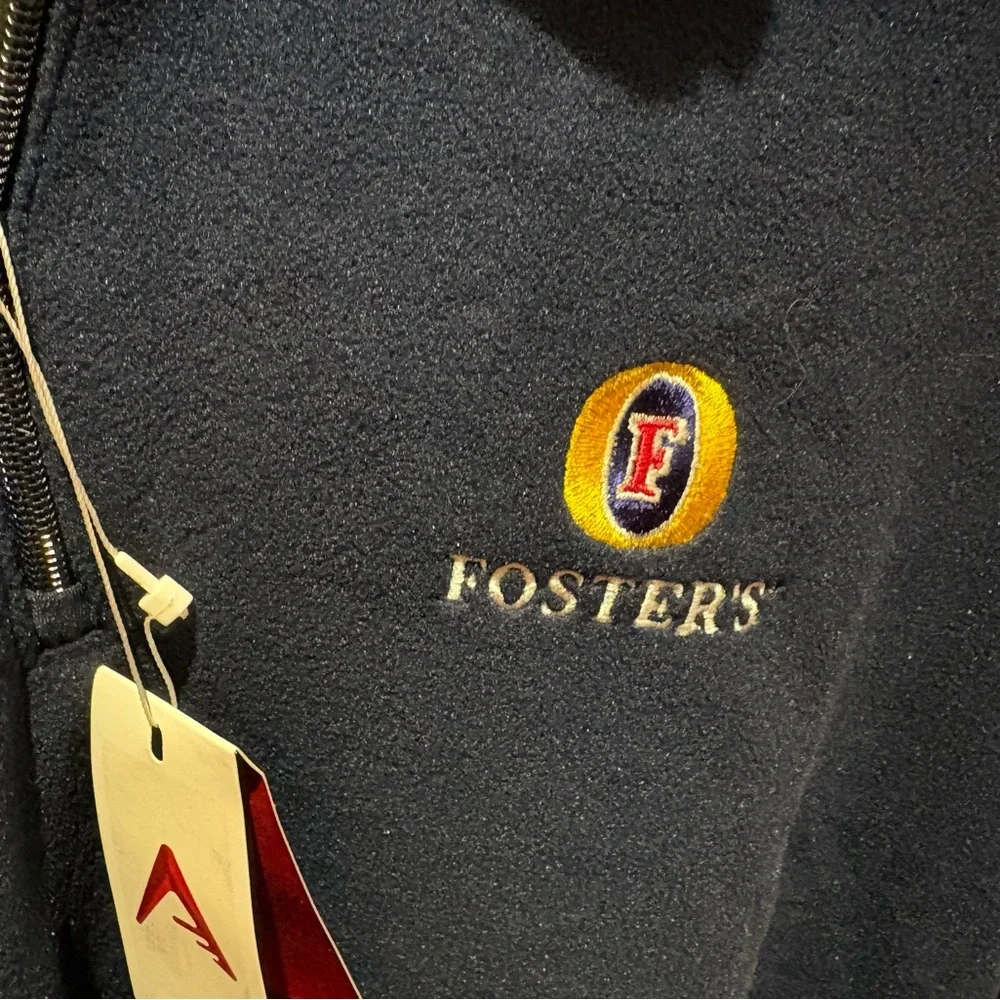 Antigua NWT men’s Fosters’ lager quarter zip pullover. Dark blue with logo. 2XL - Picture 6 of 8